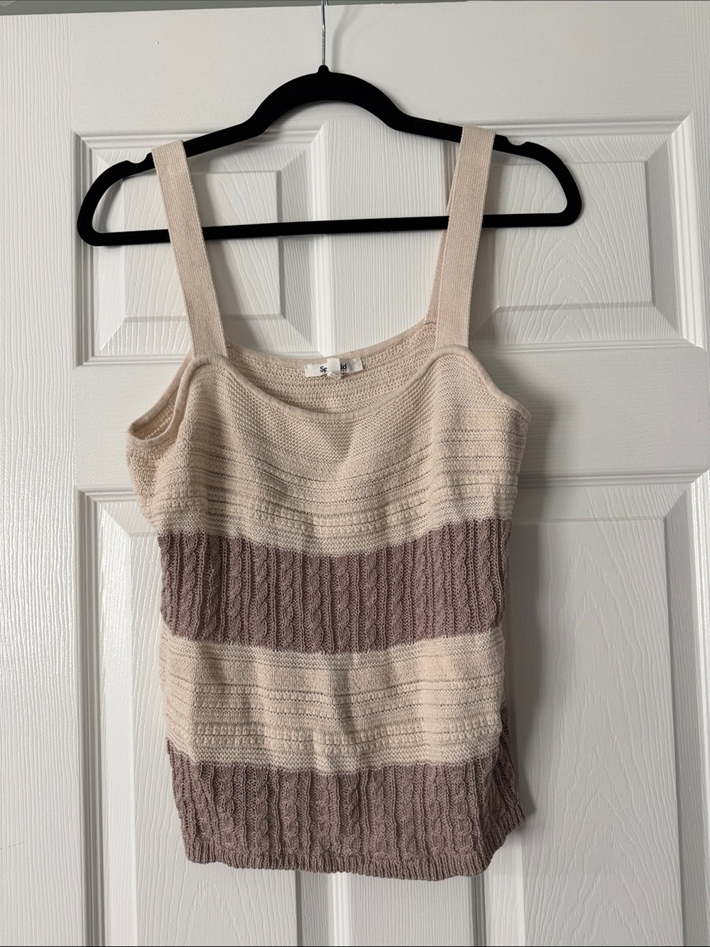 Splendid Cream and Taupe Striped Knit Tank
